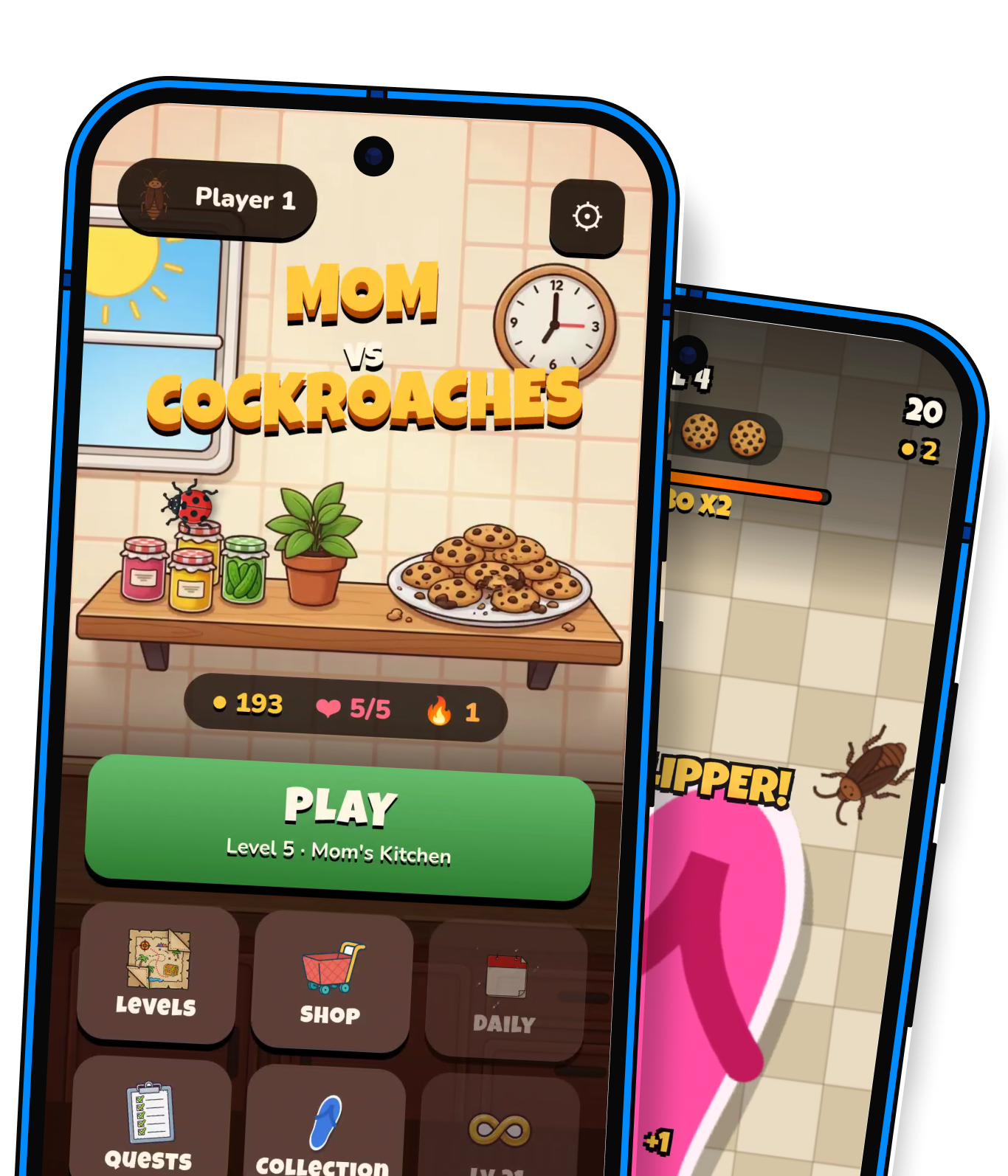 Mom vs Cockroaches gameplay screenshots